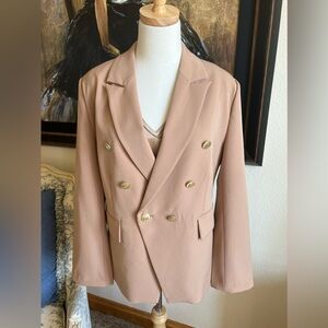 Boston Proper Nude Double-Breasted Blazer